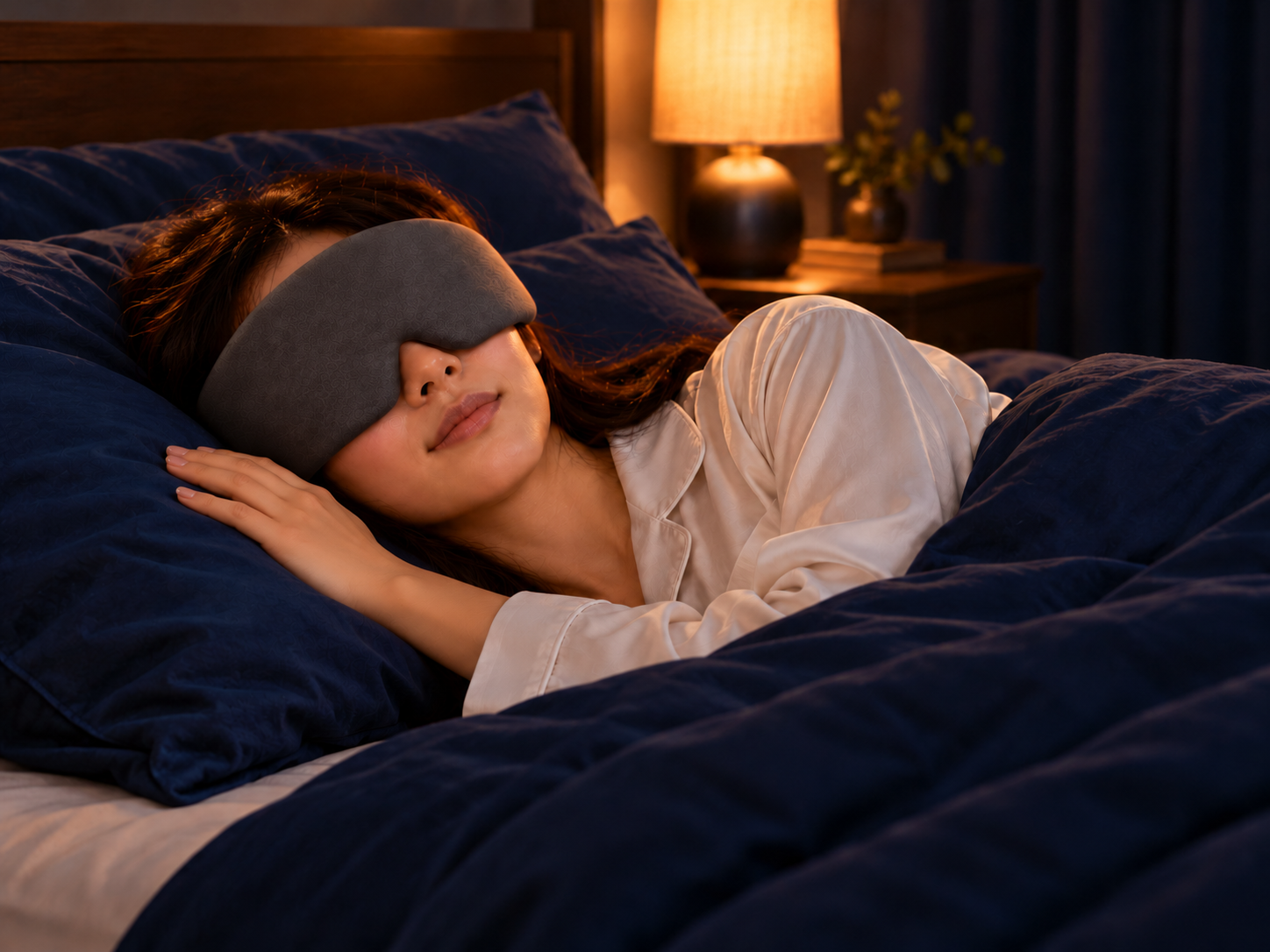 一日の終わりにEyeSleepを使う様子
